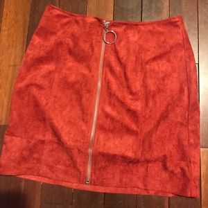Red velvet skirt